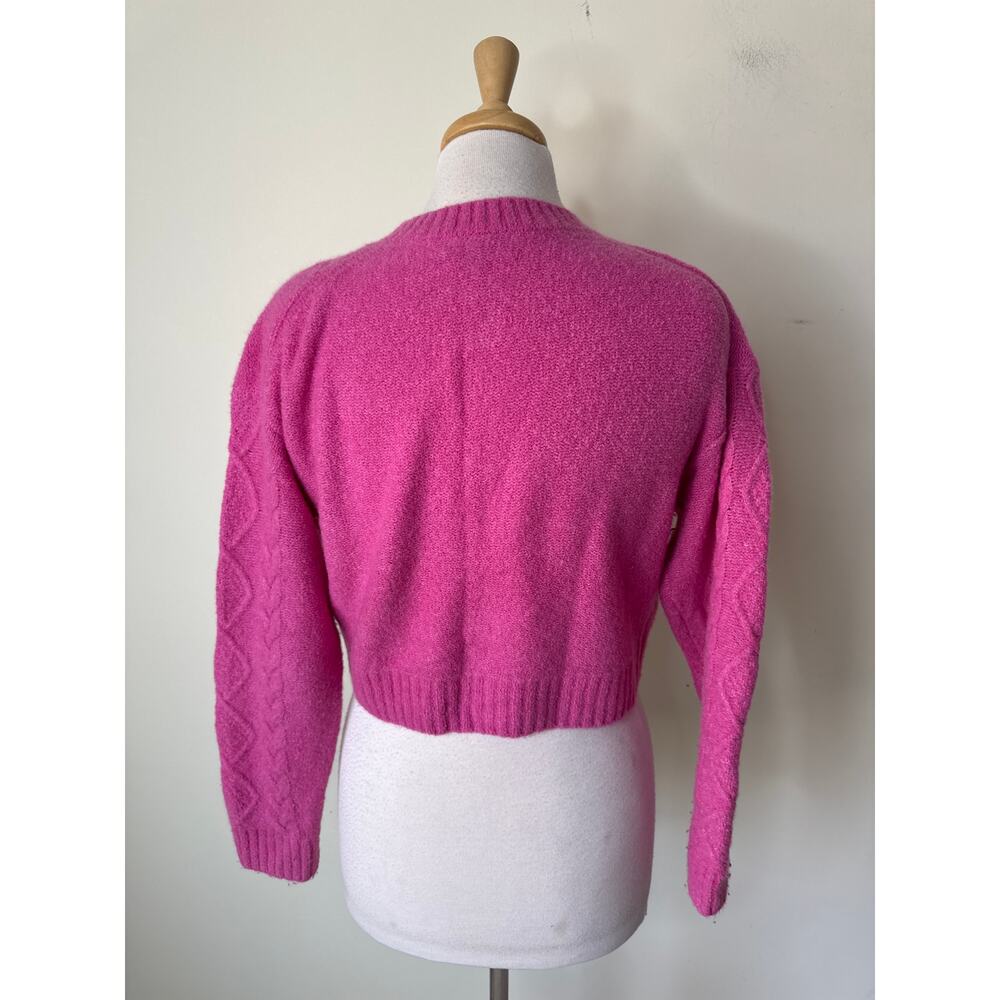 J. CREW Cashmere-blend bouclé cropped cardigan sweater Pink Size XS - Picture 3 of 8